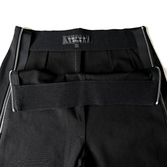 RAG & BONE Black Chatel Skinny Full Side Zip Stretch Mid Rise Pants - Size 2 - Picture 5 of 10
